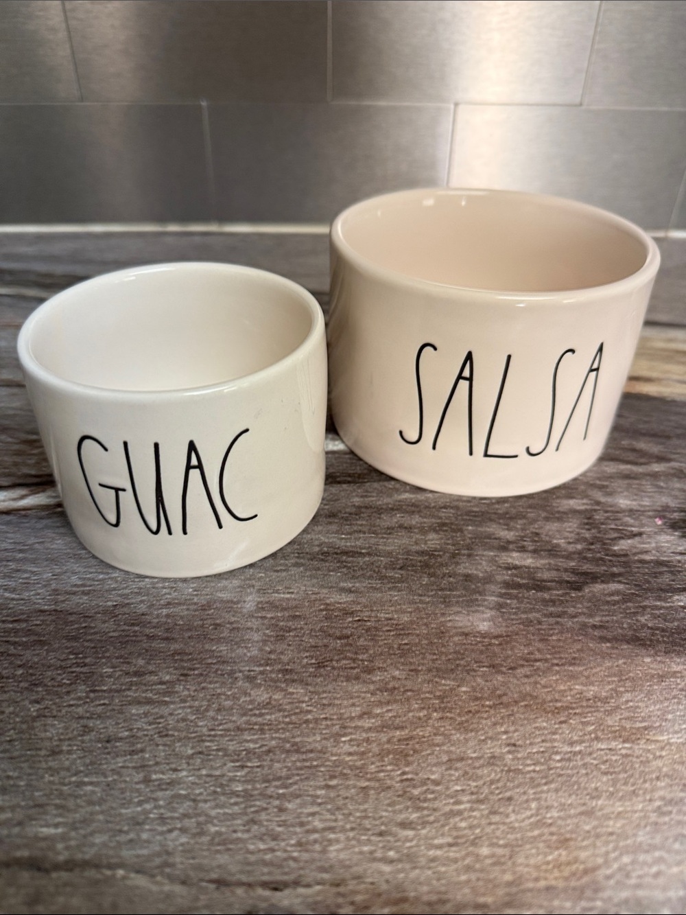 Rae Dunn Cream & White 'Guac' and 'Salsa' Stoneware Bowls